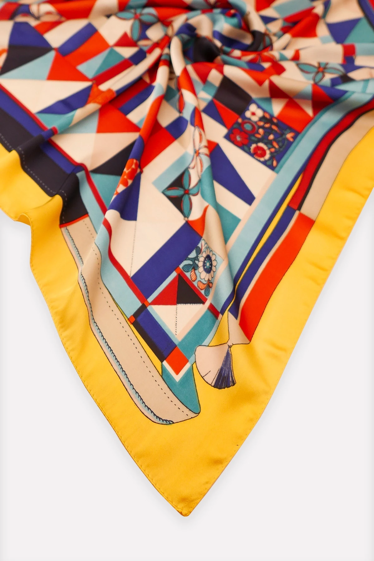 Renkli Geometrik Desenli Fular