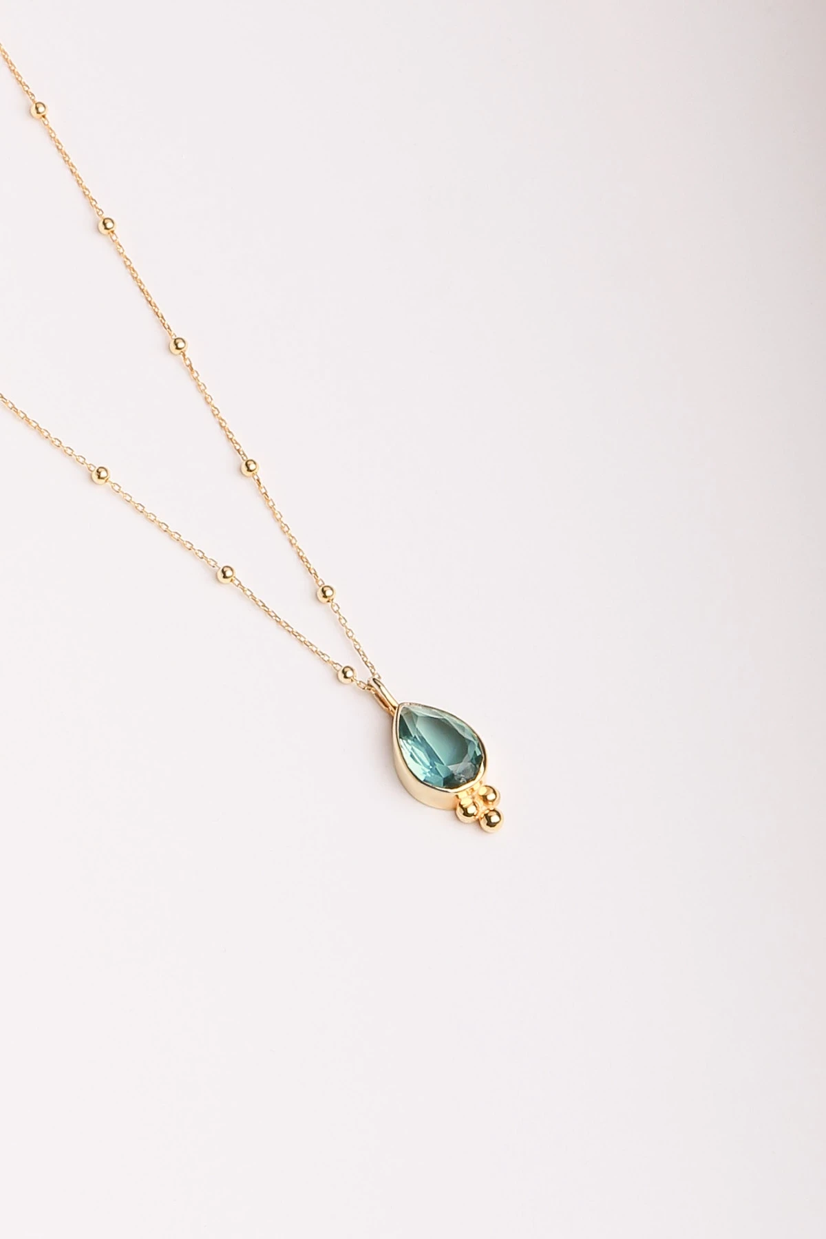 Topaz Zirkon 925 Ayar Gümüş Kolye