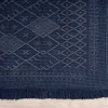 Antique PRM Dark Blue - Dört Tarafı Saçaklı Pamuklu Yıkanabilir Kilim