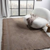 Antique SPT Light Brown - Dört Tarafı Saçaklı Pamuklu Yıkanabilir Kilim