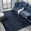 Antique TRK Dark Blue - Dört Tarafı Saçaklı Pamuklu Yıkanabilir Kilim