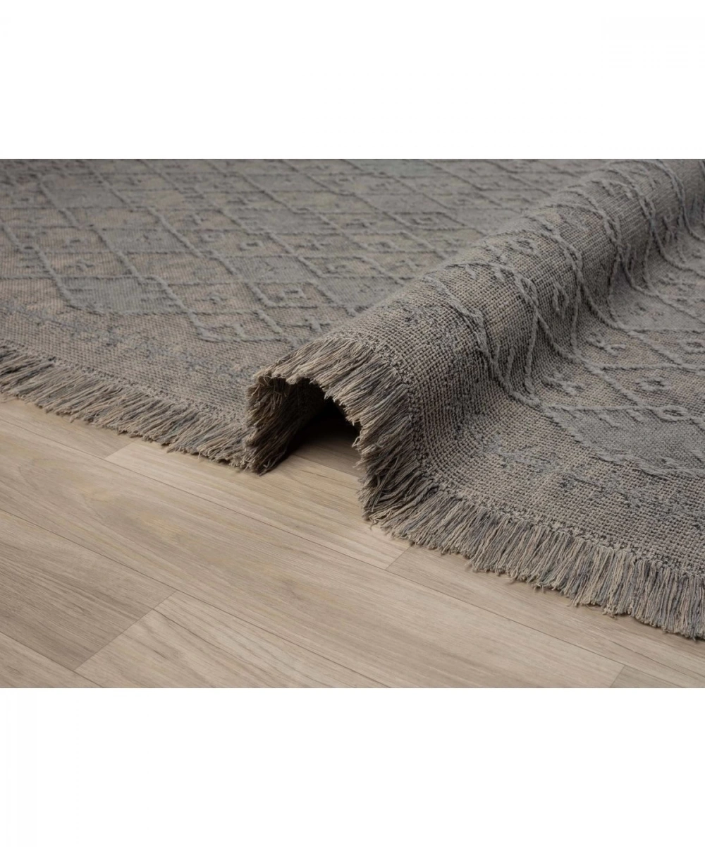 Antique PRM Stone - Dört Tarafı Saçaklı Pamuklu Yıkanabilir Kilim