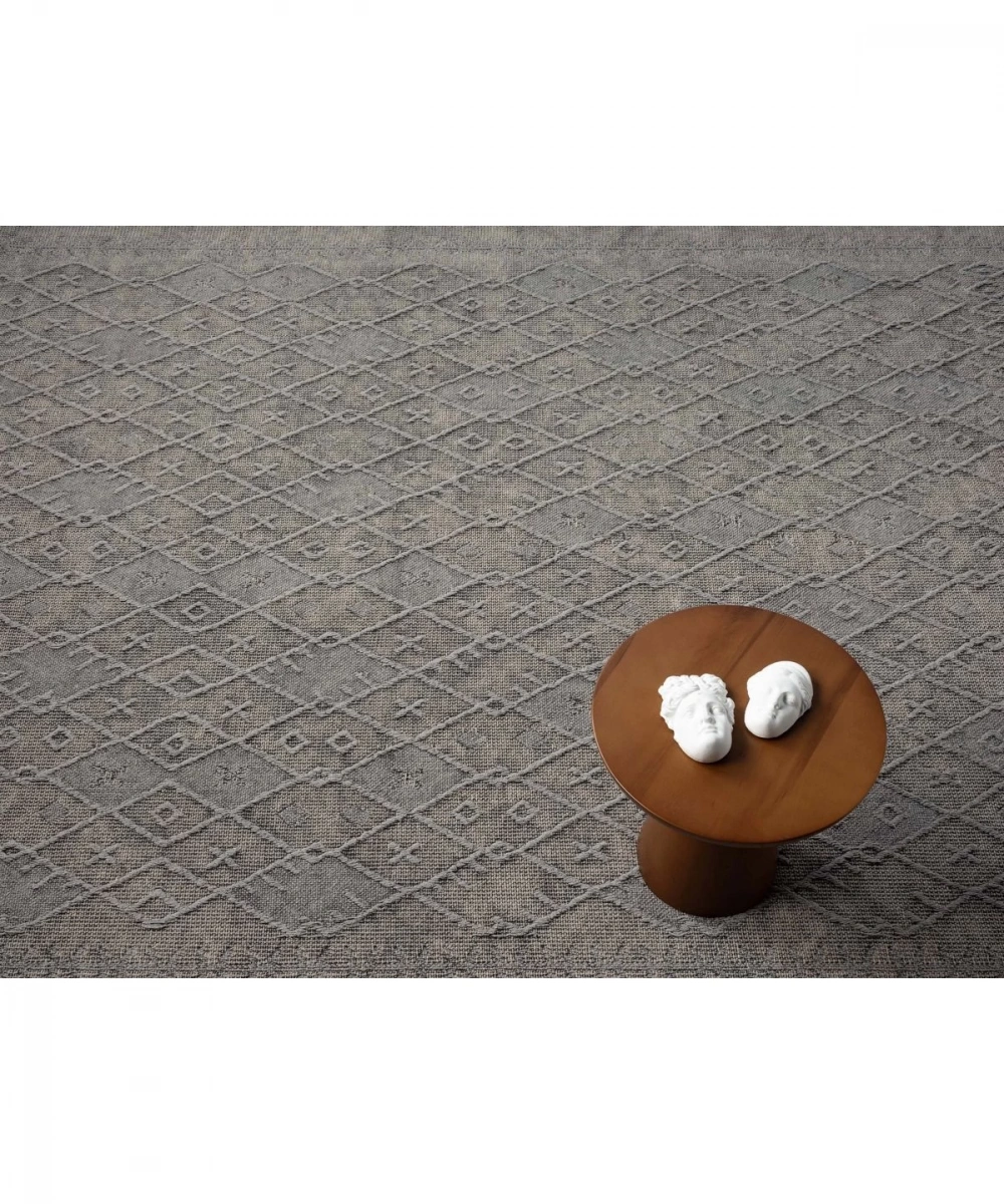 Antique PRM Stone - Dört Tarafı Saçaklı Pamuklu Yıkanabilir Kilim