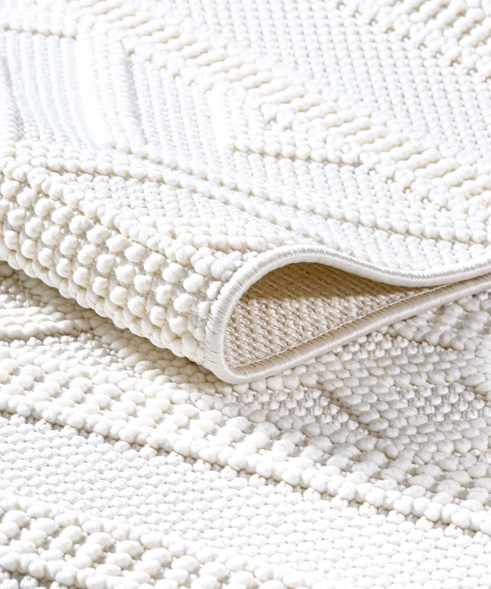 AMETİST 4062 Krem Mikro Polyester İskandinav Tarzı Bukle Halı