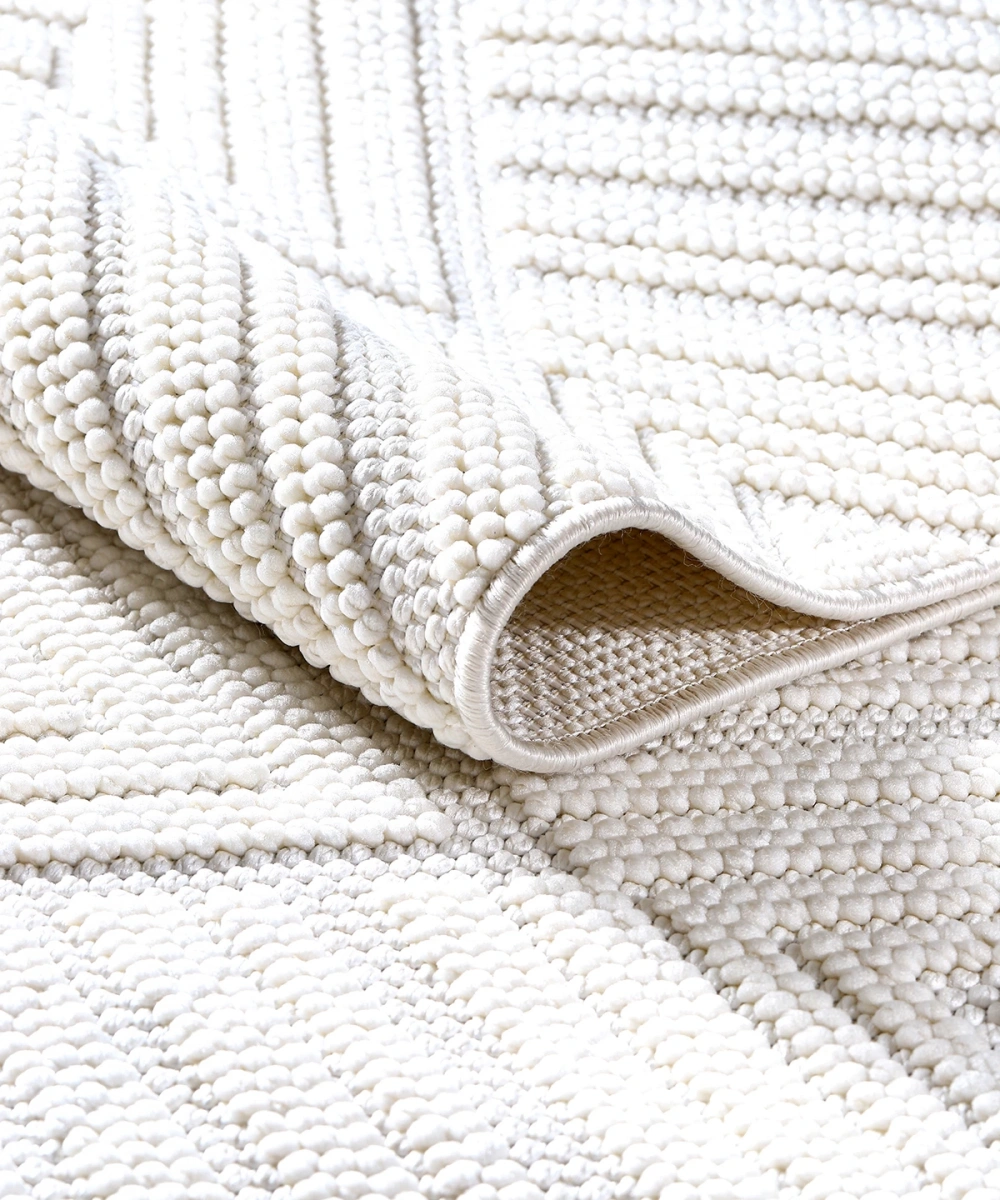 AMETİST 4063 Krem Mikro Polyester İskandinav Tarzı Bukle Halı