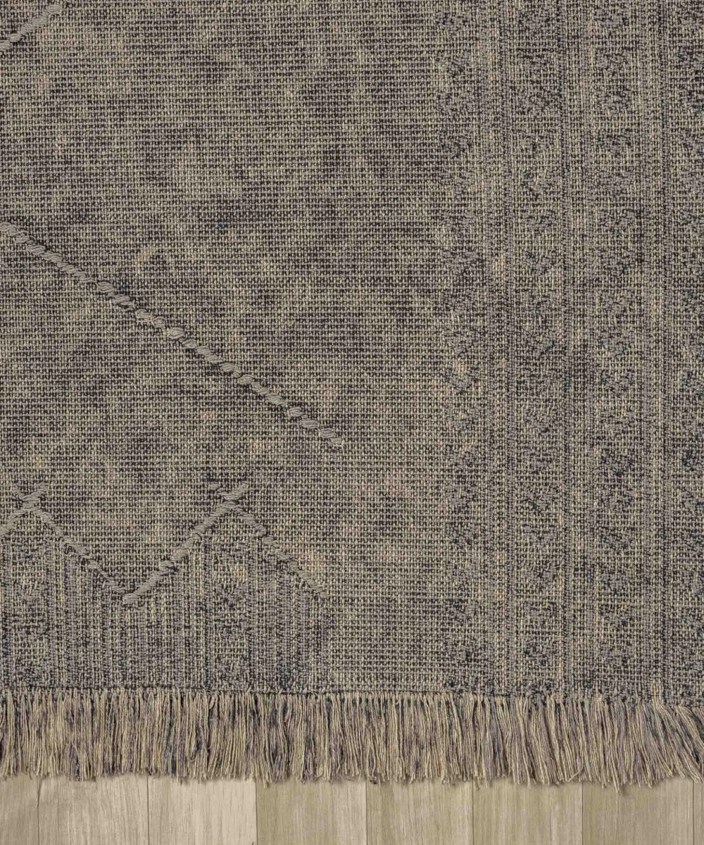 Antique MNC Stone - Dört Tarafı Saçaklı Pamuklu Yıkanabilir Kilim