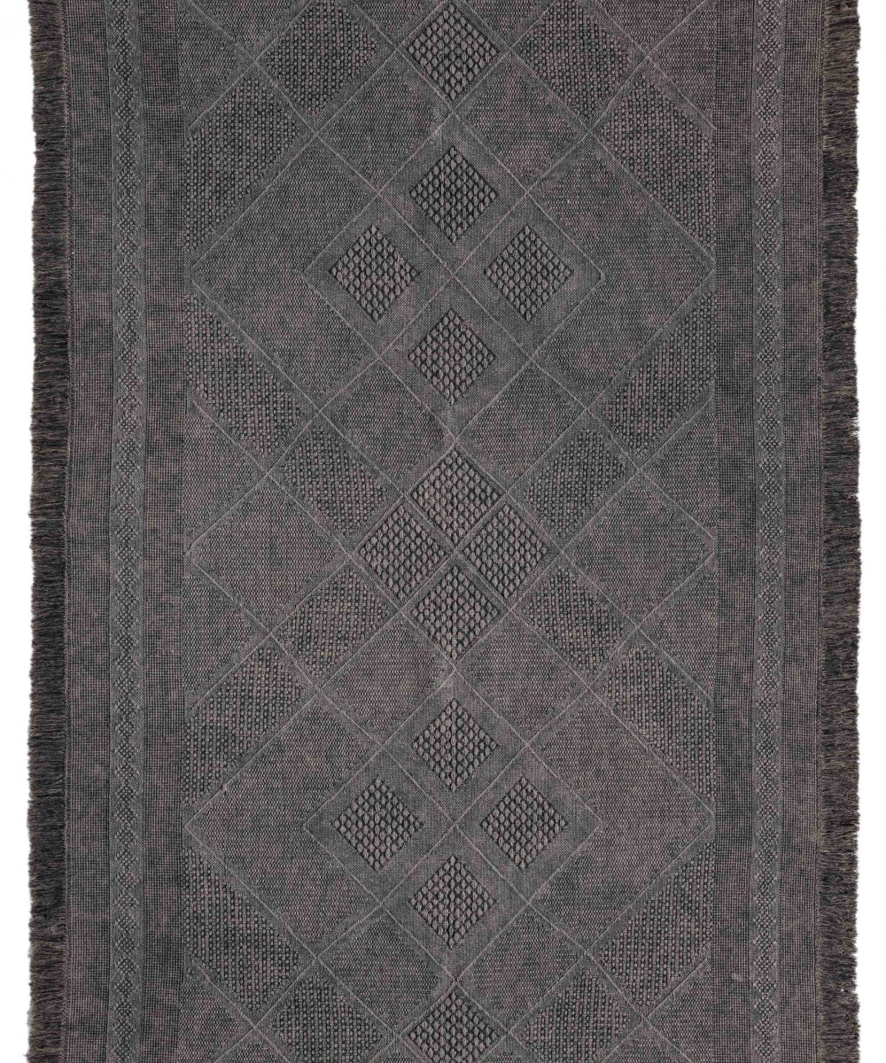 Antique SPT Antrasit Grey - Dört Tarafı Saçaklı Pamuklu Yıkanabilir Kilim