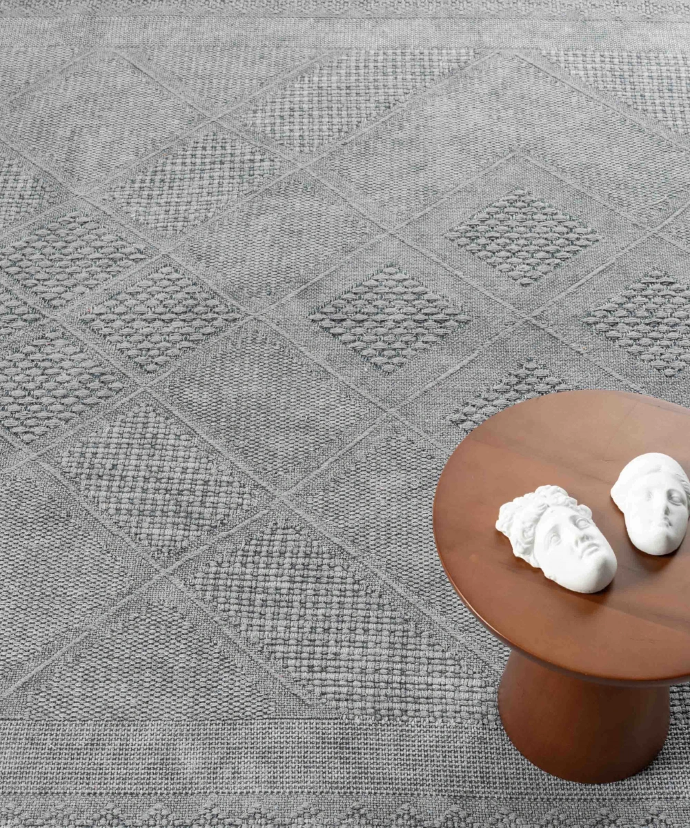 Antique SPT Grey - Dört Tarafı Saçaklı Pamuklu Yıkanabilir Kilim