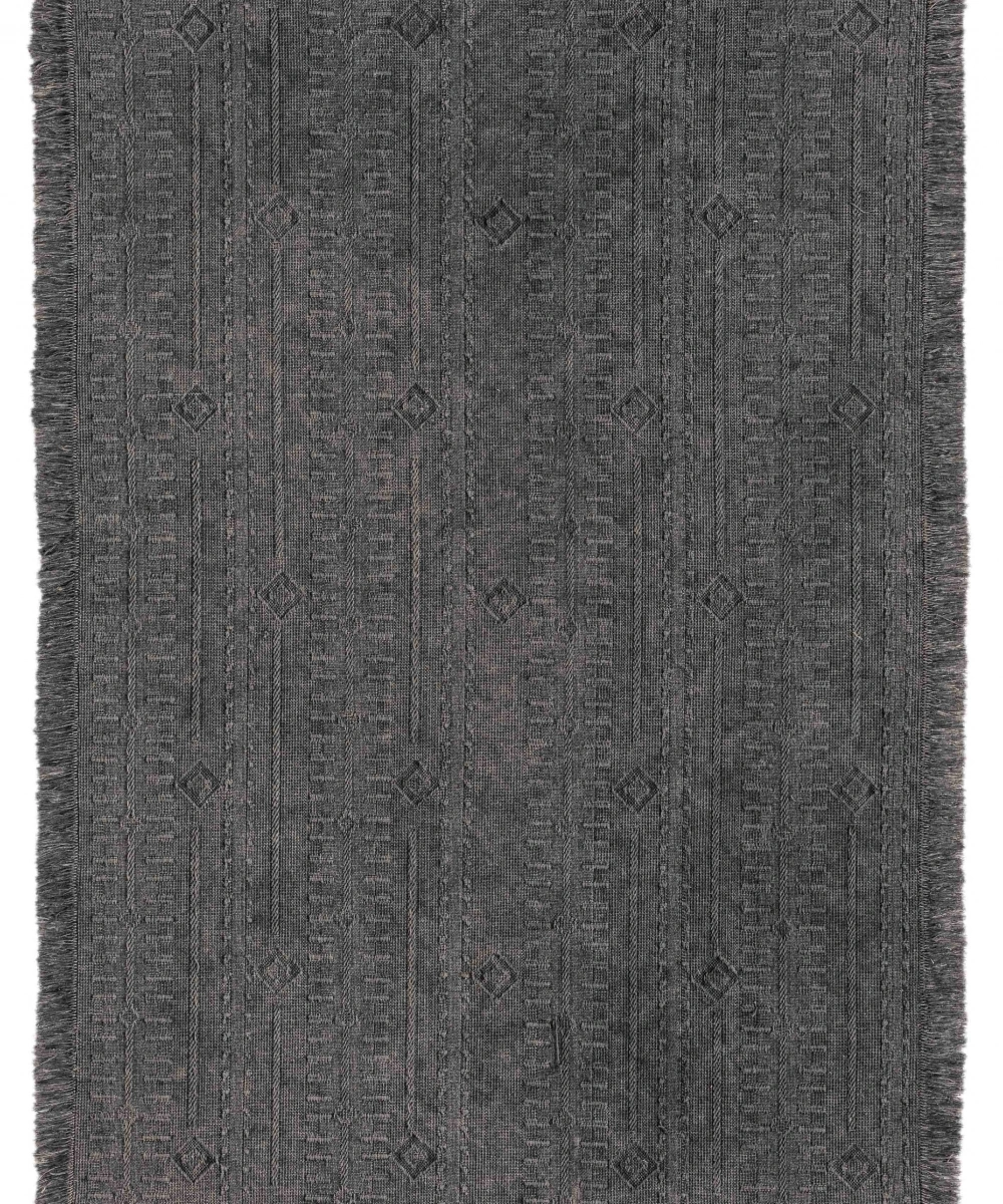 Antique TRK Antrasit Grey - Dört Tarafı Saçaklı Pamuklu Yıkanabilir Kilim