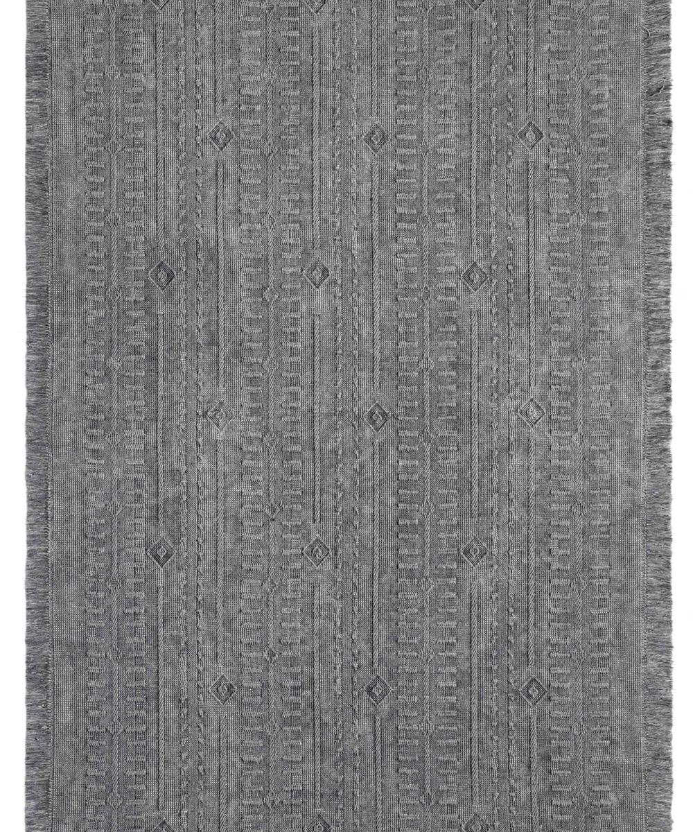Antique TRK Grey - Dört Tarafı Saçaklı Pamuklu Yıkanabilir Kilim