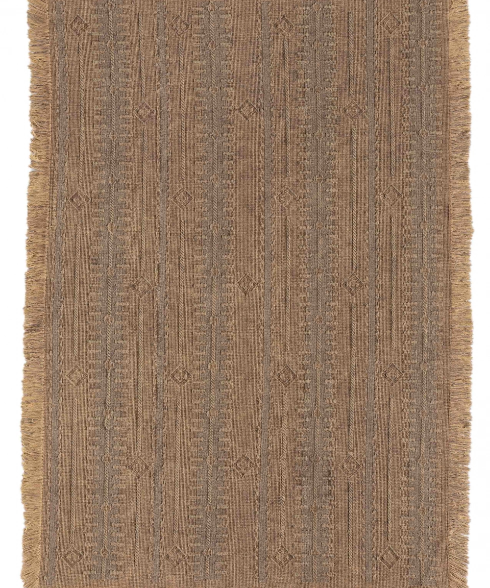 Antique TRK Light Brown - Dört Tarafı Saçaklı Pamuklu Yıkanabilir Kilim