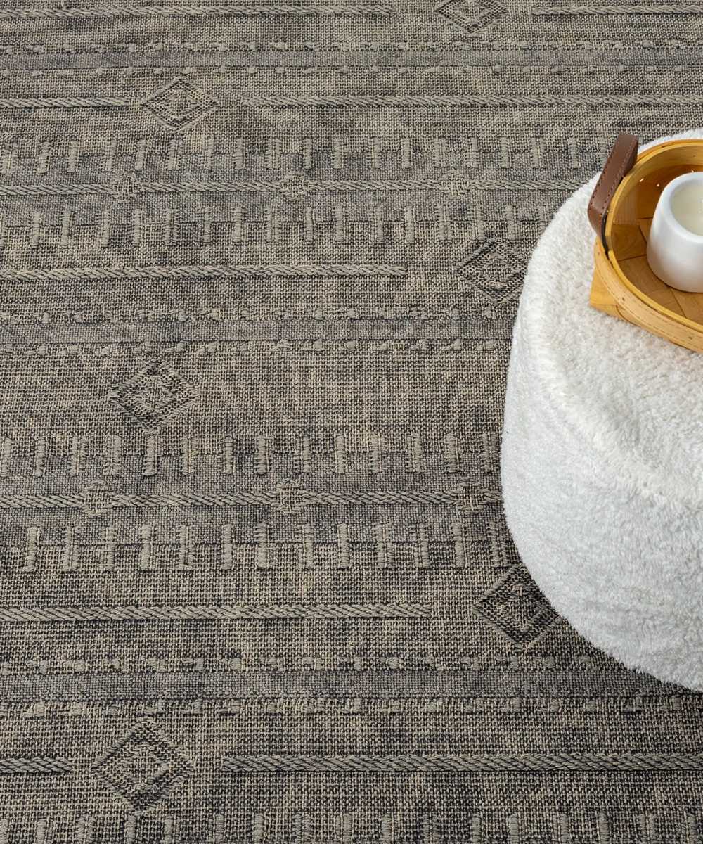 Antique TRK Stone - Dört Tarafı Saçaklı Pamuklu Yıkanabilir Kilim