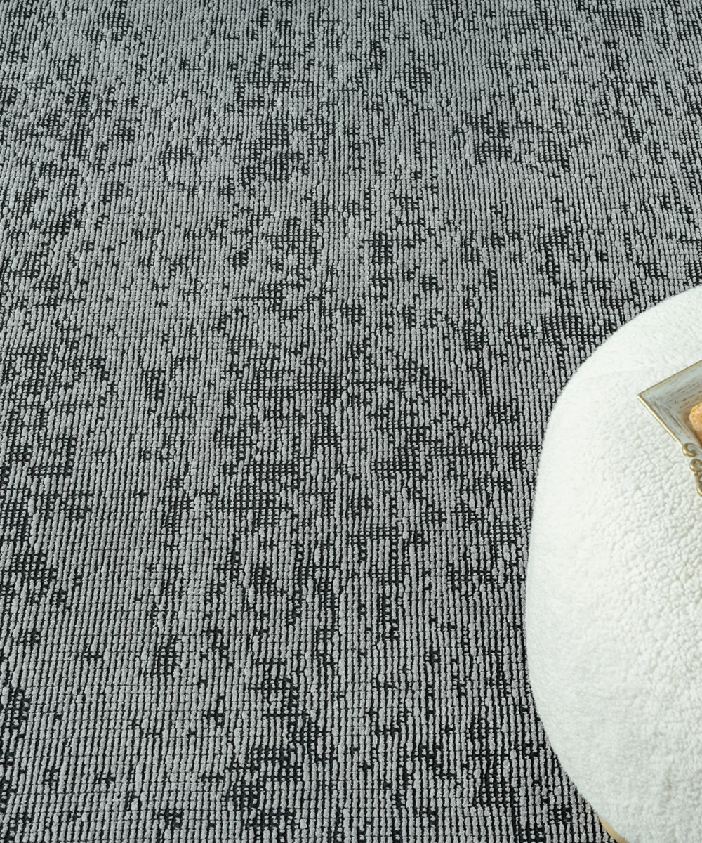 Aura Pixel Grey- Pamuk Tabanlı Yıkanılabilir Şönil Kilim