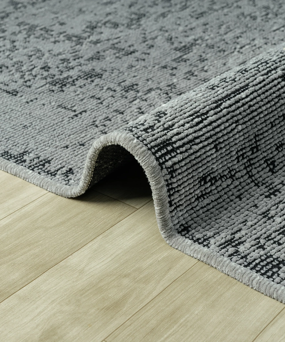 Aura Pixel Grey- Pamuk Tabanlı Yıkanılabilir Şönil Kilim