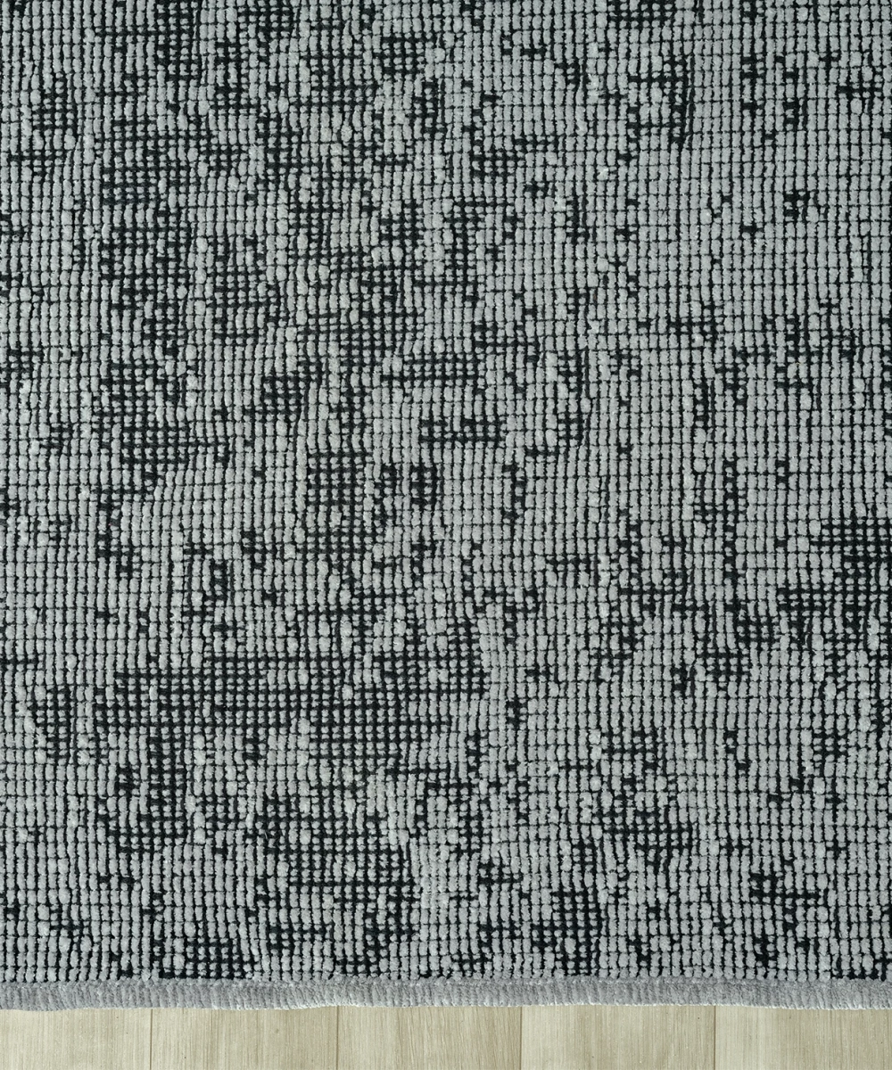 Aura Pixel Grey- Pamuk Tabanlı Yıkanılabilir Şönil Kilim