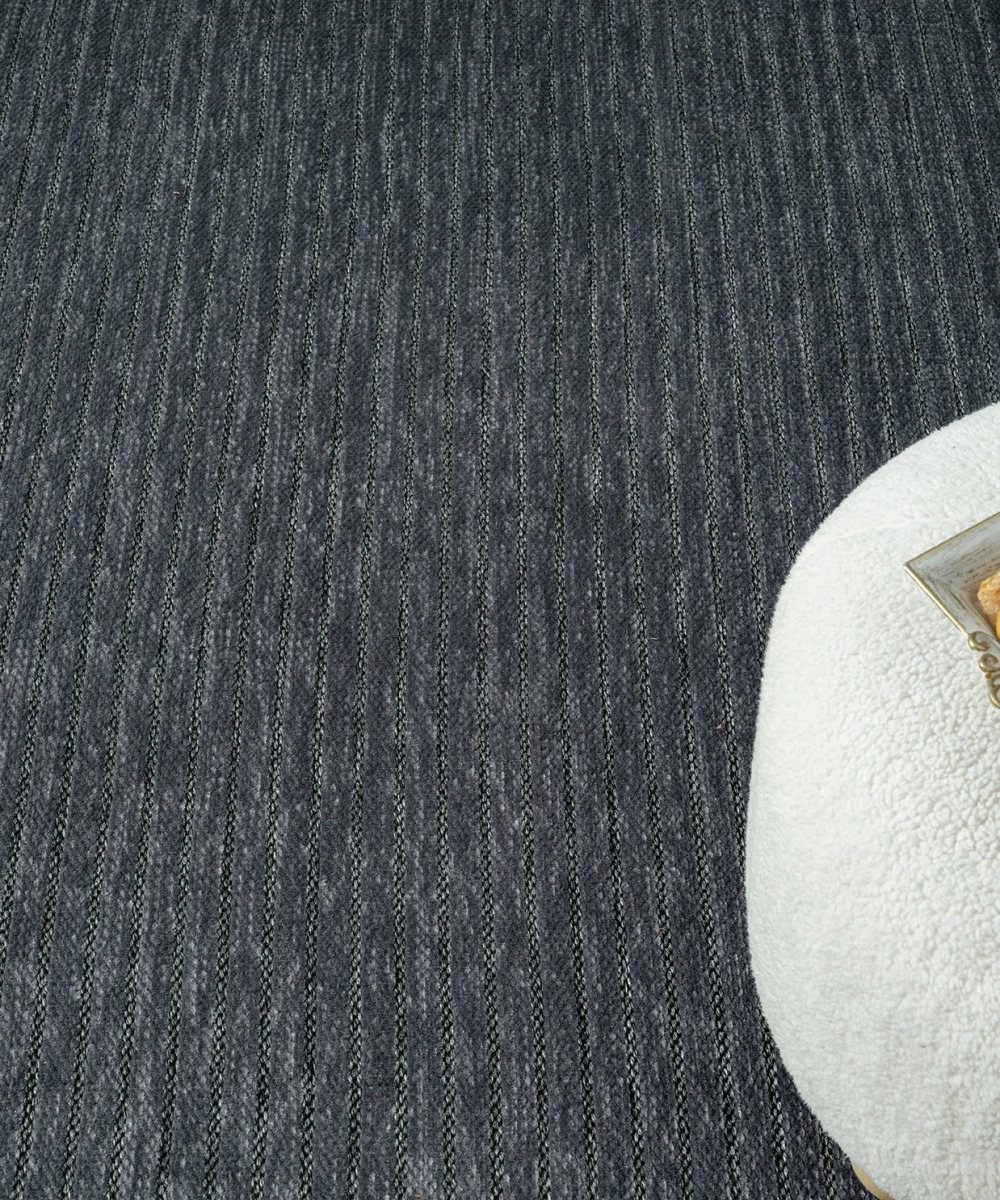 Aura Fitil Antrasit Grey- Pamuk Tabanlı Yıkanılabilir Şönil Kilim