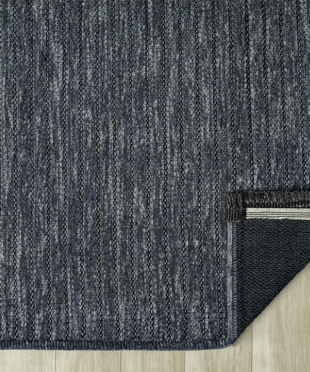 Aura Fitil Antrasit Grey- Pamuk Tabanlı Yıkanılabilir Şönil Kilim