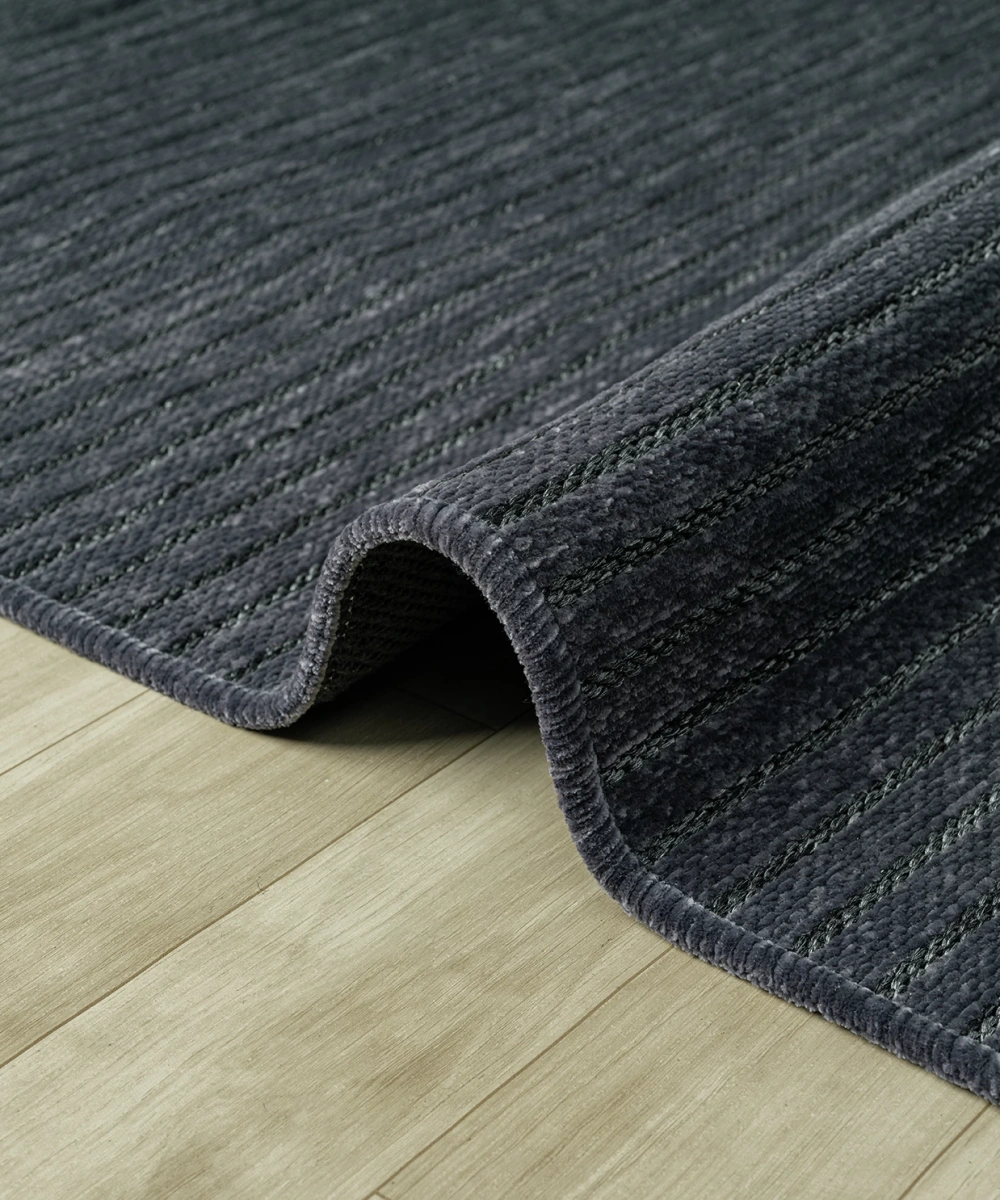 Aura Fitil Antrasit Grey- Pamuk Tabanlı Yıkanılabilir Şönil Kilim