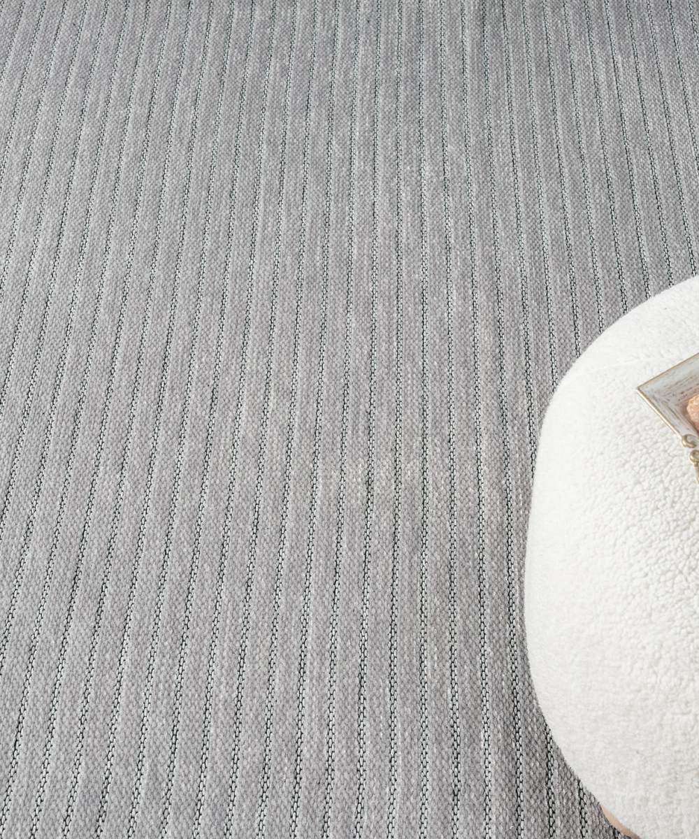 Aura Fitil Grey- Pamuk Tabanlı Yıkanılabilir Şönil Kilim