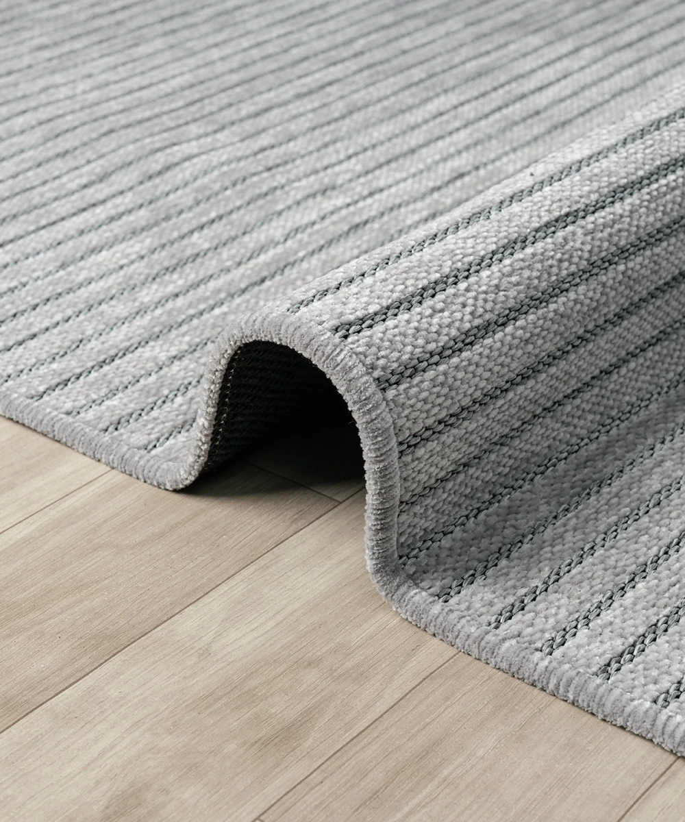 Aura Fitil Grey- Pamuk Tabanlı Yıkanılabilir Şönil Kilim