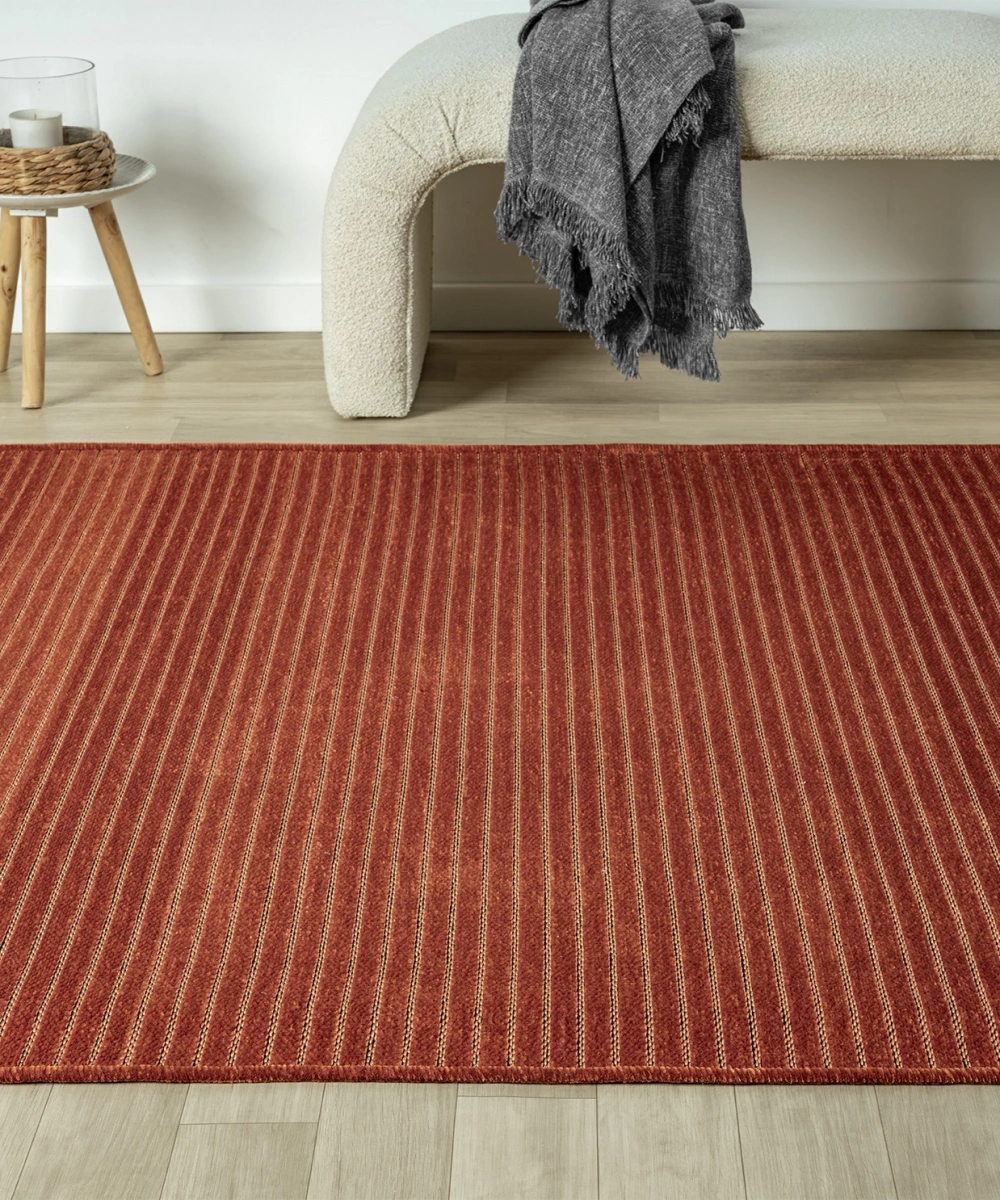 Aura Fitil Kiremit- Pamuk Tabanlı Yıkanılabilir Şönil Kilim