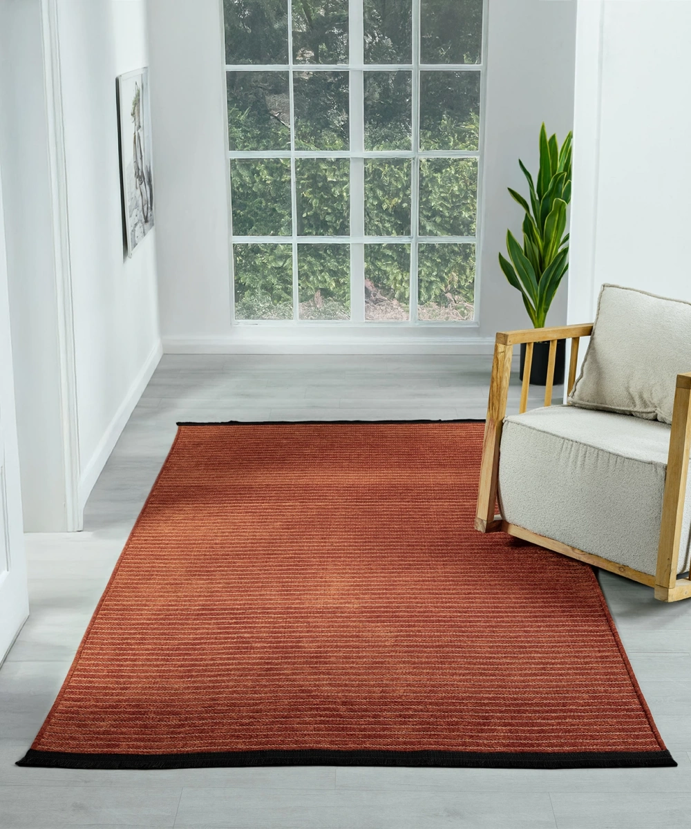 Aura Fitil Kiremit- Pamuk Tabanlı Yıkanılabilir Şönil Kilim