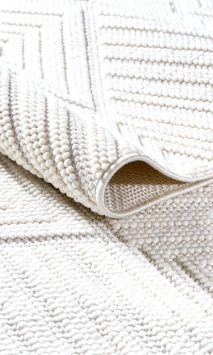 AMETİST 4063 Krem Mikro Polyester İskandinav Tarzı Bukle Halı