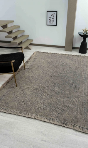 Antique SPT Stone - Dört Tarafı Saçaklı Pamuklu Yıkanabilir Kilim