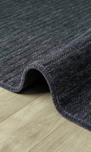 Aura Fitil Antrasit Grey- Pamuk Tabanlı Yıkanılabilir Şönil Kilim