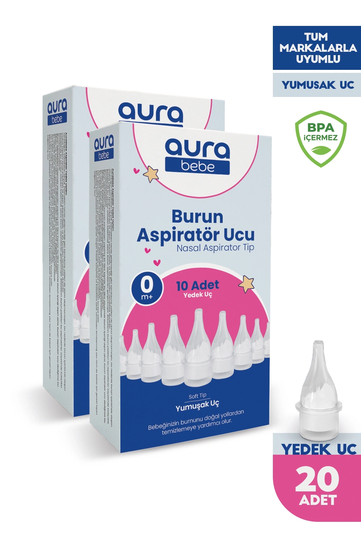 Nasal Burun Aspiratörü Yedek Uç (20 ADET) Tüm Markalara Uyumlu Burun Aspiratör Ucu