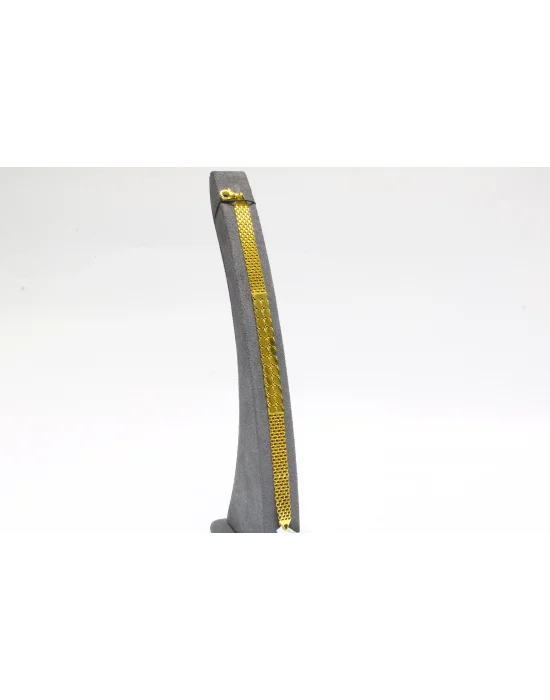 14 Ayar Altın Bileklik Künye 2 Sıralı Pullu Model 9.01 GR KNY4352