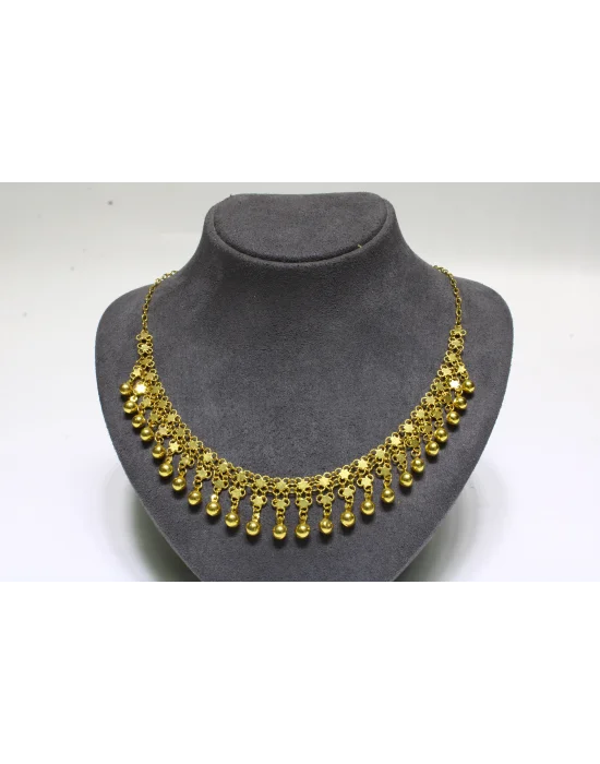 14 Ayar Altın Çift Sıralı Kişnişli Kolye 40 CM 13.35 GR KLY3486