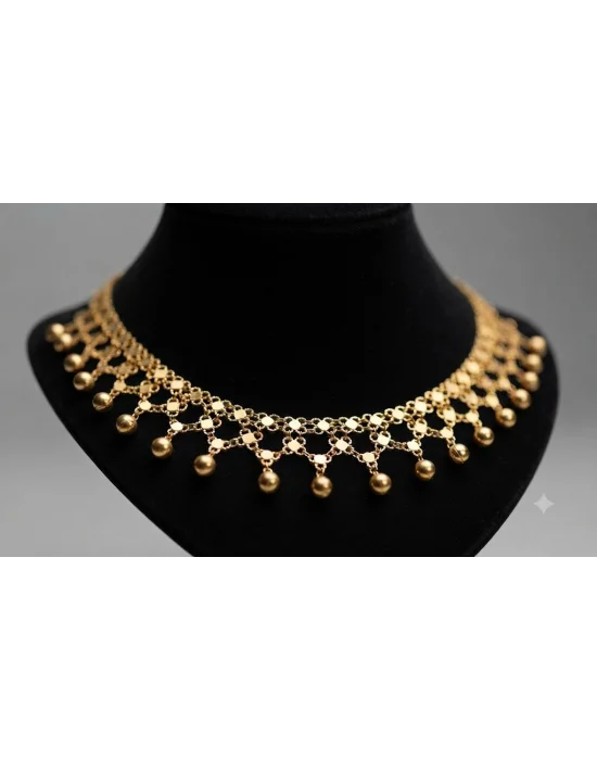 14 Ayar Altın Üç Sıralı Kişnişli Kolye 40 CM 16.22 GR KLY4287