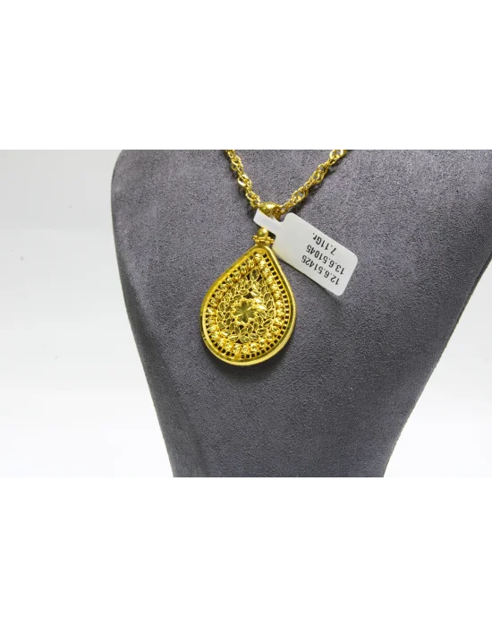 22 Ayar Altın Kolye Ucu Özel Tasarım Çiçek Yapraklı Kolye Ucu 7.11 GR MDL4884