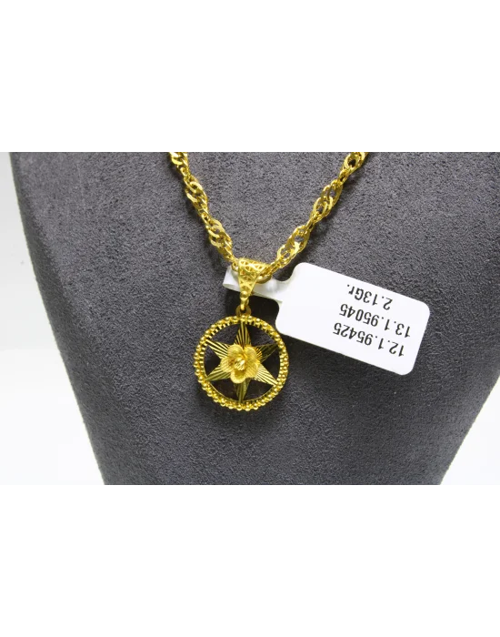 22 Ayar Altın Kolye Ucu Özel Tasarım Çiçek Yıldız Kolye Ucu 2.13 GR MDL4855