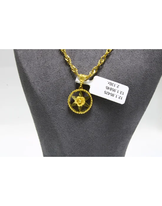 22 Ayar Altın Kolye Ucu Özel Tasarım Çiçek Yıldız Kolye Ucu 2.13 GR MDL4855