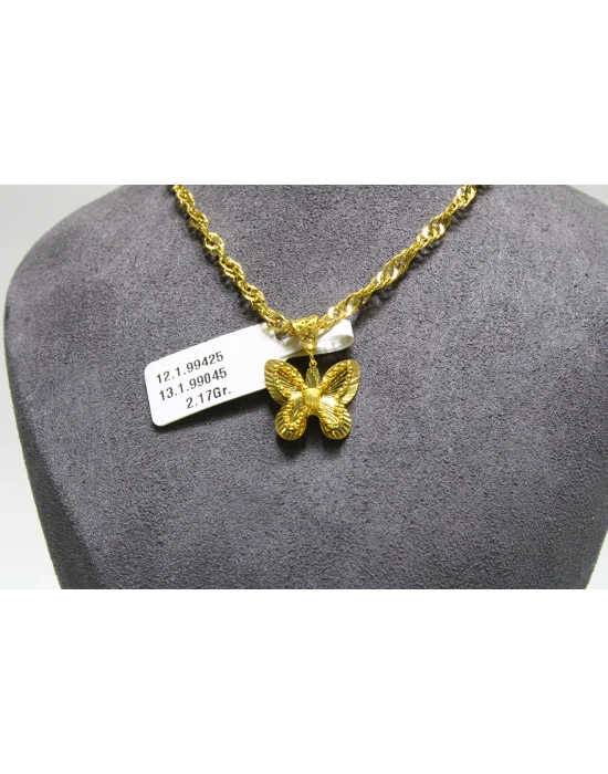 22 Ayar Altın Kolye Ucu Özel Tasarım Kelebek Kolye Ucu 2.17 GR MDL4854