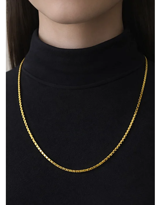 14 Ayar Altın Modern Pullu Zincir Modeli Kolye