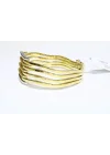 14 Ayar Altın 5 Sıralı Gold & Silver Renkli Sarmal Kaburga Kelepçe Bilezik 22.36 GR