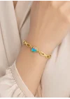 22 Ayar Altın Bileklik Künye Mineli Kalpli Modeli 14.46 GR KNY3336