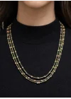 14 Ayar Altın Çok Renkli ( GOLD&SİLVER&ROSE ) Dorikalı Şık Kolye