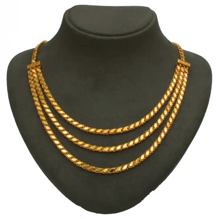 14 Ayar 3 Sıralı Pullu Kolye