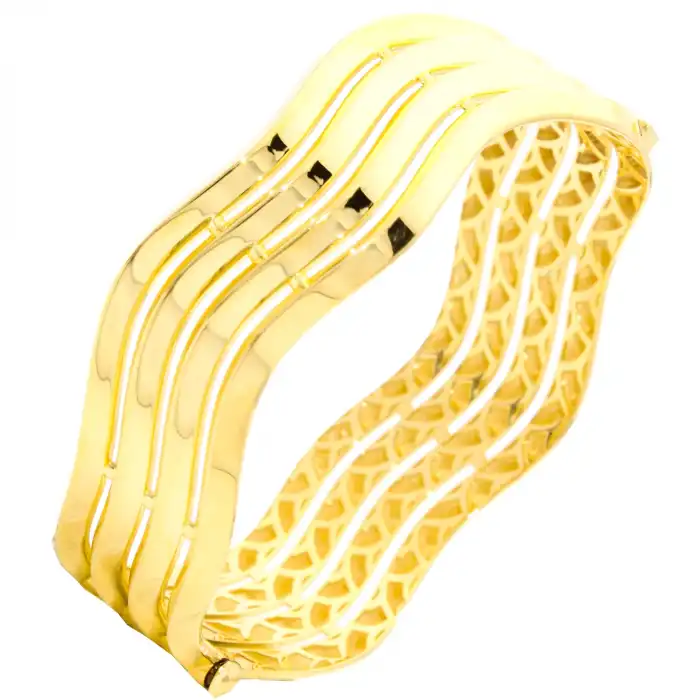 14 Ayar 4 Sıralı Zigzag Kelepçe Bilezik