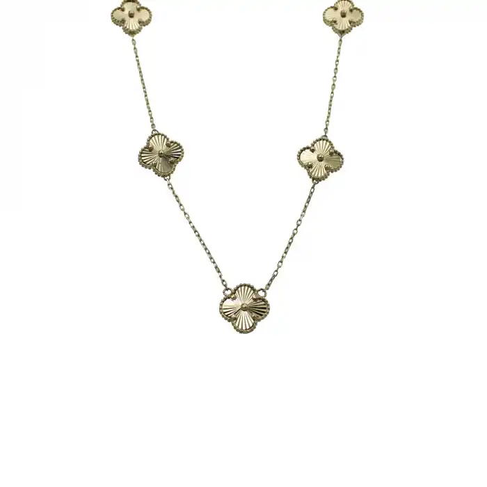 14 Ayar 5 Kalin Yonca Minimal Kolye