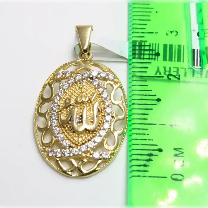 14 Ayar Allah Yazılı Kolye Ucu