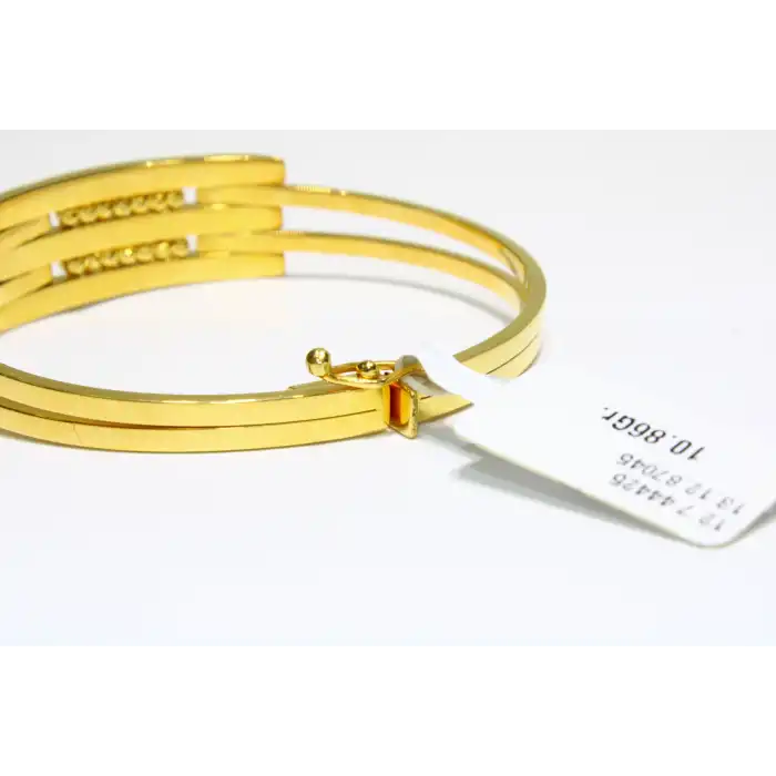 14 Ayar Altın 3 Sıralı Dorikalı Kaburga Kelepçe Bilezik 10.86 GR