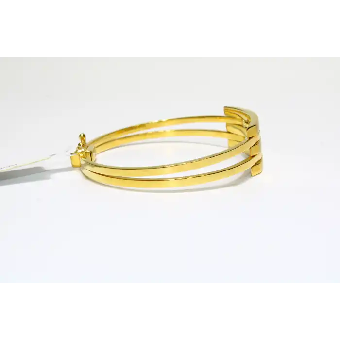 14 Ayar Altın 3 Sıralı Dorikalı Kaburga Kelepçe Bilezik 10.86 GR