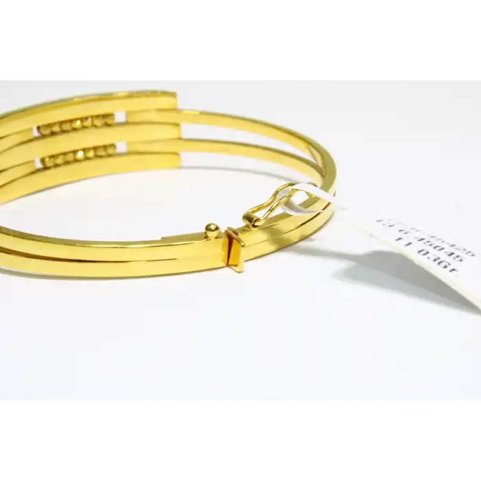 14 Ayar Altın 3 Sıralı Dorikalı Kaburga Kelepçe Bilezik 11.03 GR