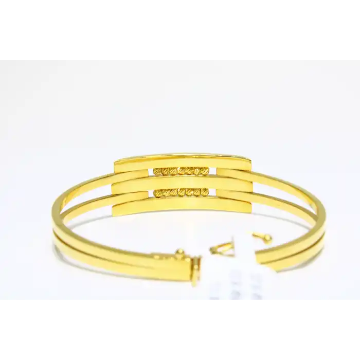 14 Ayar Altın 3 Sıralı Dorikalı Kaburga Kelepçe Bilezik 11.03 GR