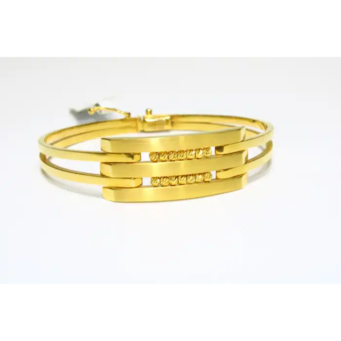 14 Ayar Altın 3 Sıralı Dorikalı Kaburga Kelepçe Bilezik 11.03 GR